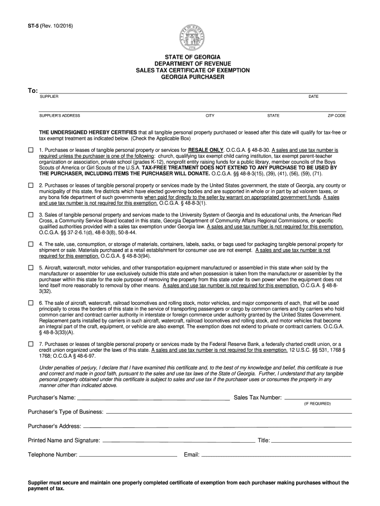 2016 2021 Form GA DoR ST 5 Fill Online Printable Fillable Blank 