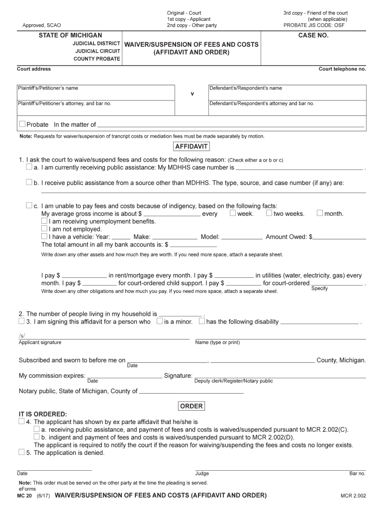 2017 2023 Form MI MC 20 Fill Online Printable Fillable Blank PdfFiller