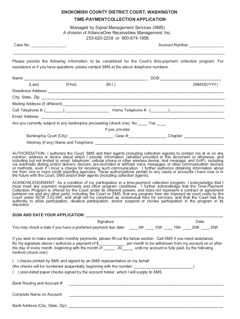 2018 2023 Form WA Snohomish County District Court Time Payment 