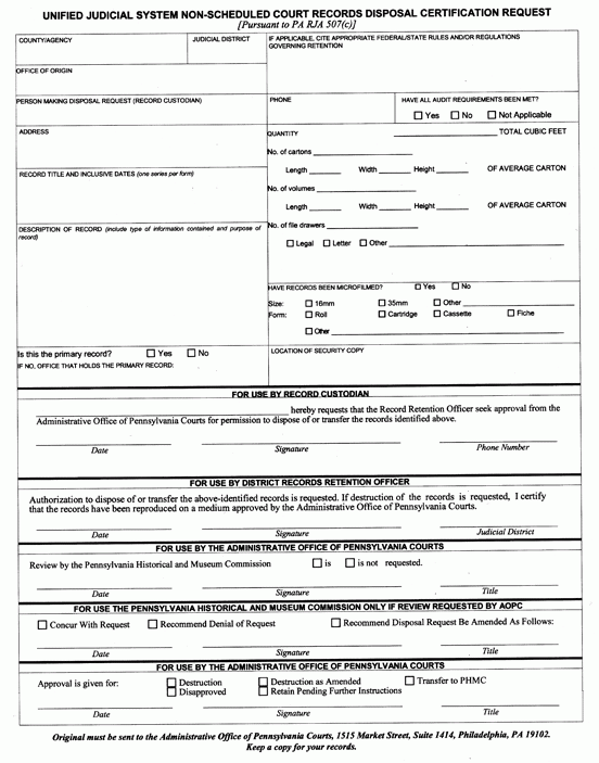 204 Pa Code Subchapter B Records Retention