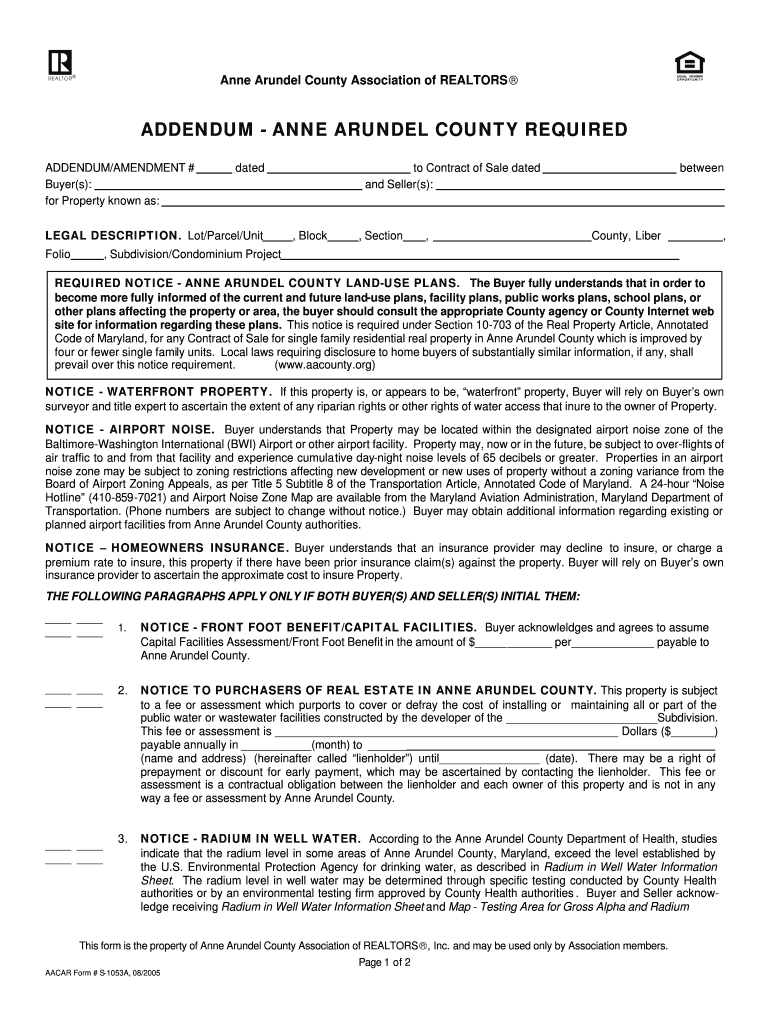 Addendum Anne Roundel CountyRequired 4 MdrEvaltororg Fill Out And