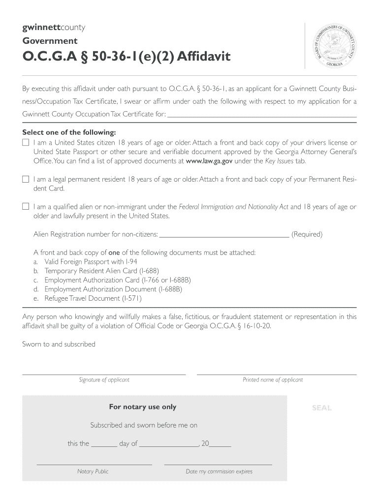 Affidavit Form Gwinnett County Georgia 2023 PrintableAffidavitForm