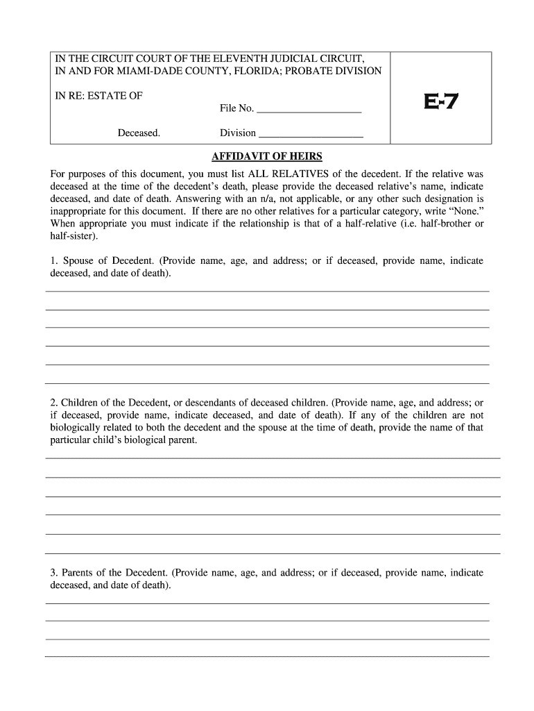 Affidavit Of Heirs Miami Dade County Fill Out Sign Online DocHub