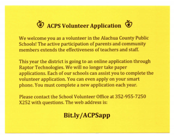 Alachua County School Volunteer Application Process