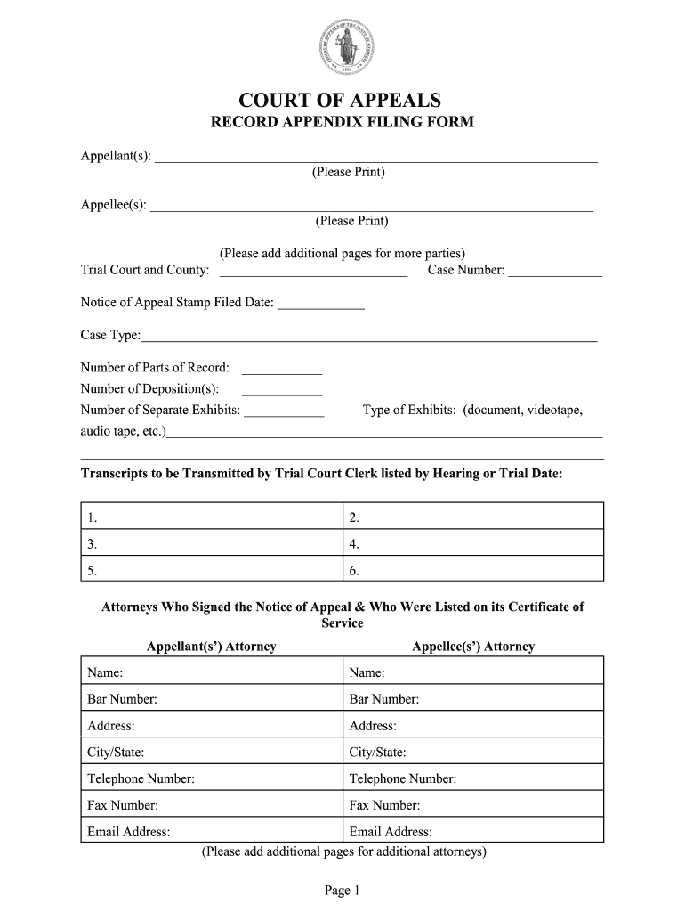 Appeals Appendix Example Georgia Fill Out Sign Online DocHub