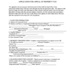 Application Form For Appeal Of Property Tax Printable Pdf Download