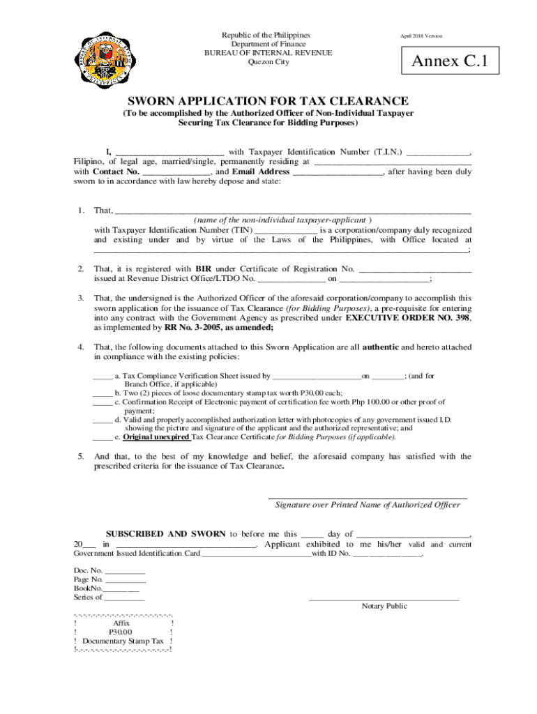 Application Form For Tax Clearance Fill Out Sign Online DocHub