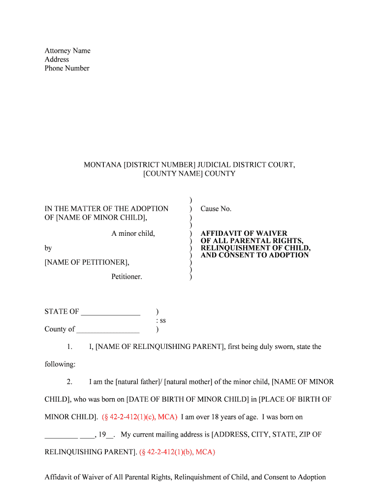 Attorney Name Montana Courts Form Fill Out And Sign Printable PDF 