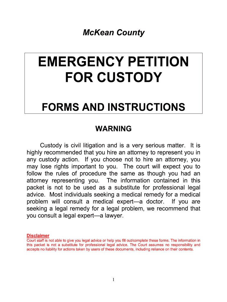 Bemergency Custodyb Pennsylvania Fill Online Printable Fillable 