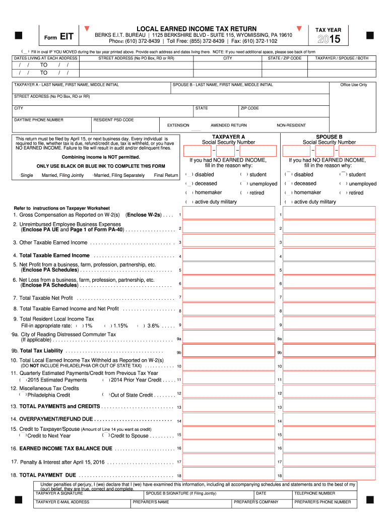 Berks Eit Bureau Fill Online Printable Fillable Blank PdfFiller