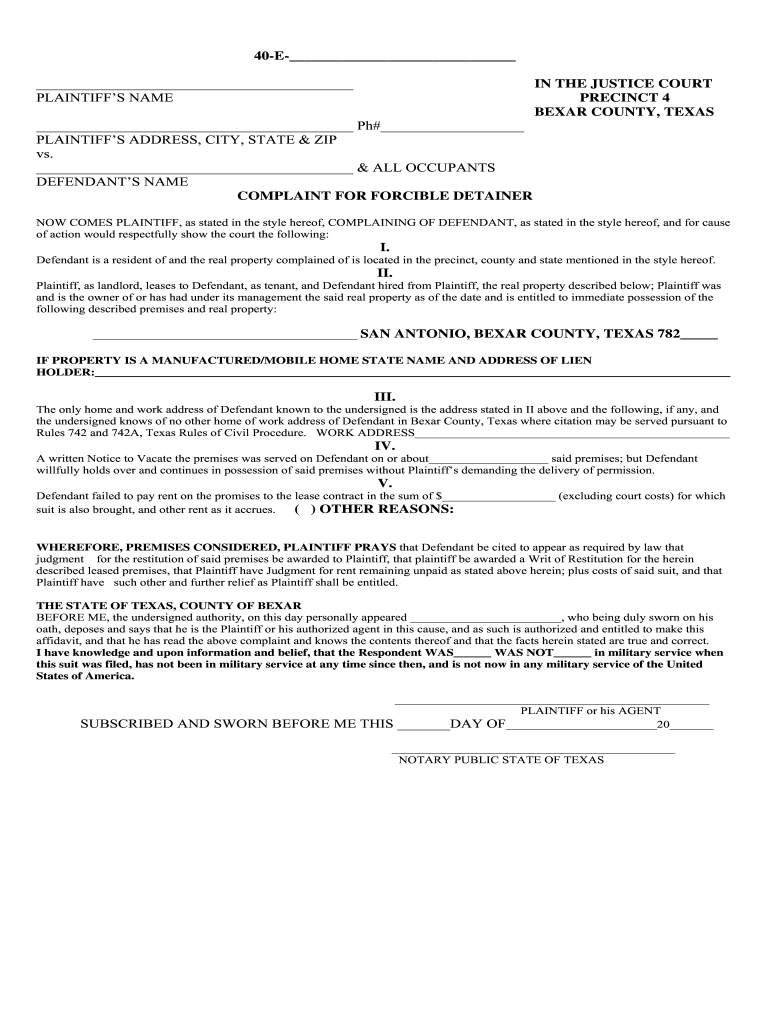 Bexar County Eviction Process Fill Out Sign Online DocHub