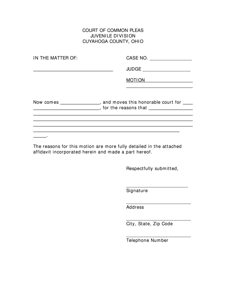 Blank Motion Juvenile Form Fill Online Printable Fillable Blank 