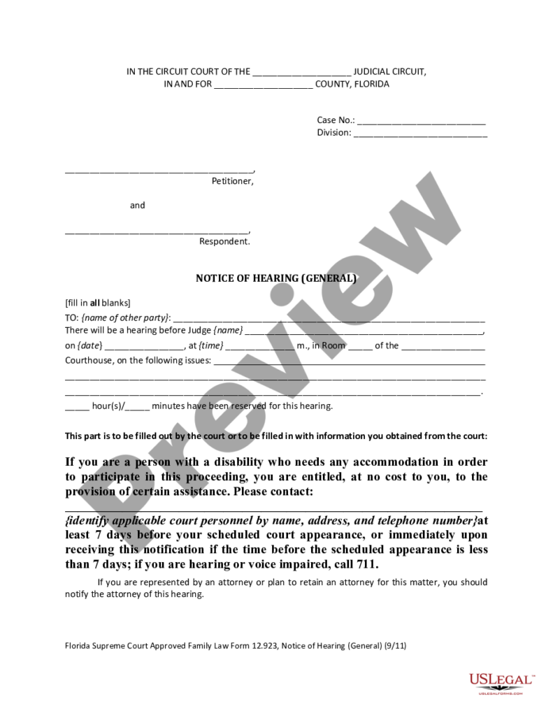 Broward Florida Notice Of Hearing General Notice Of Hearing Florida 