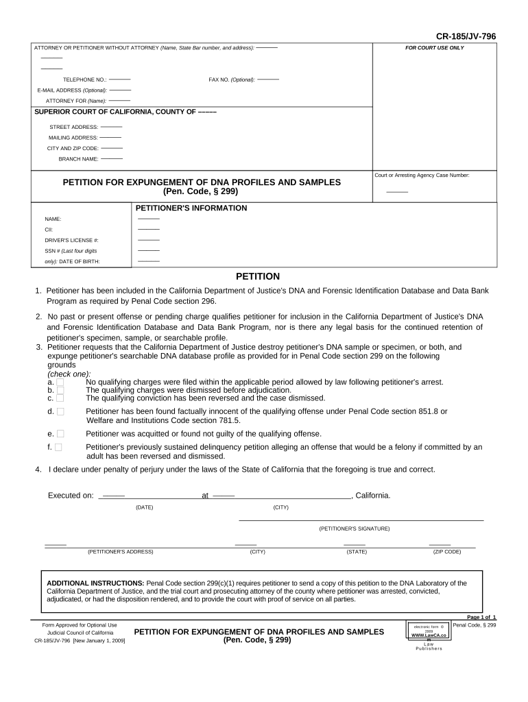 Ca Expungement Doc Template PdfFiller