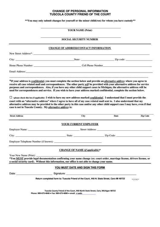 Calhoun County Friend Of The Court Change Of Address Form CourtForm