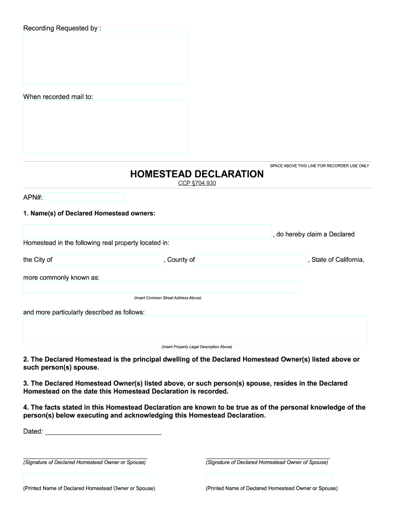 California Homestead Exemption Form San Bernardino County ExemptForm