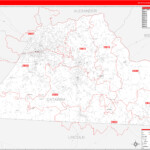 Catawba County NC Zip Code Wall Map Red Line Style By MarketMAPS