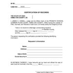 Certification Of Records Form Hamilton County Probate Court