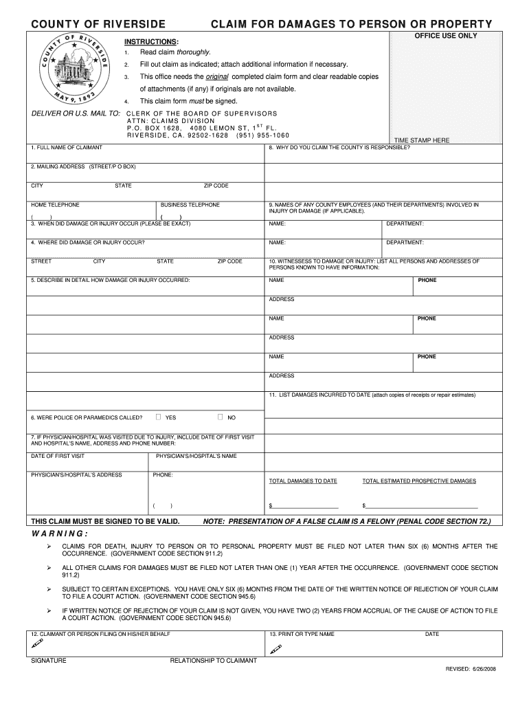 Claim Damages Person Pdf Fill Online Printable Fillable Blank 