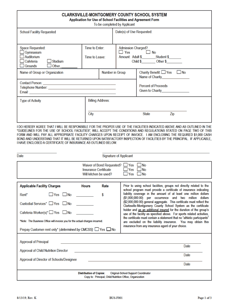 Clarksville Montgomery County School System BUS F001 2019 2022 Fill 