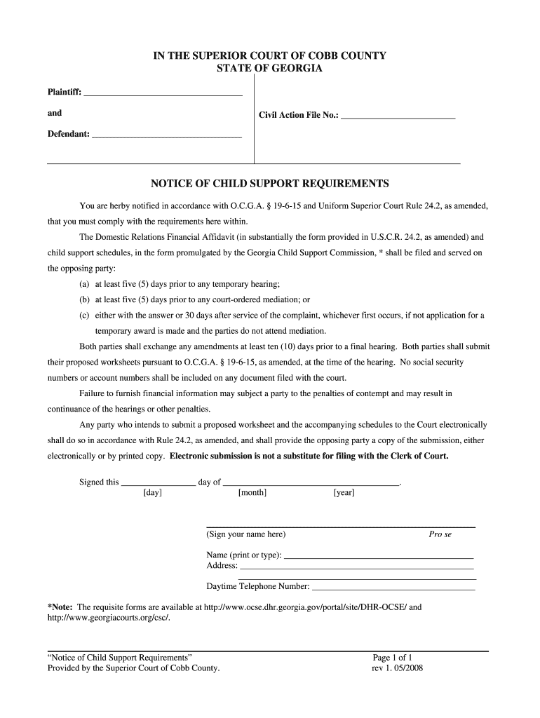 Cobb County Superior Court Forms Fill Out And Sign Printable PDF 