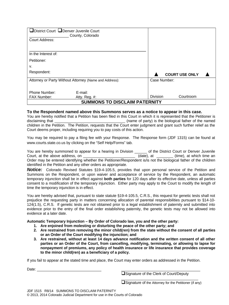 Colorado Summons Form Fill Out And Sign Printable PDF Template SignNow