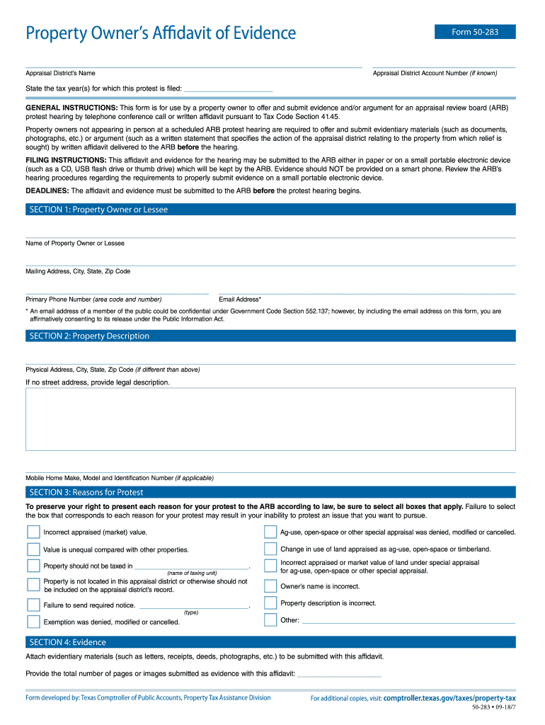 Comptroller Form 50 283 Fill Out Sign Online DocHub