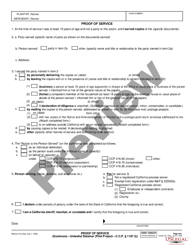 Contra Costa California Summons Unlawful Detainer Pilot Project C 