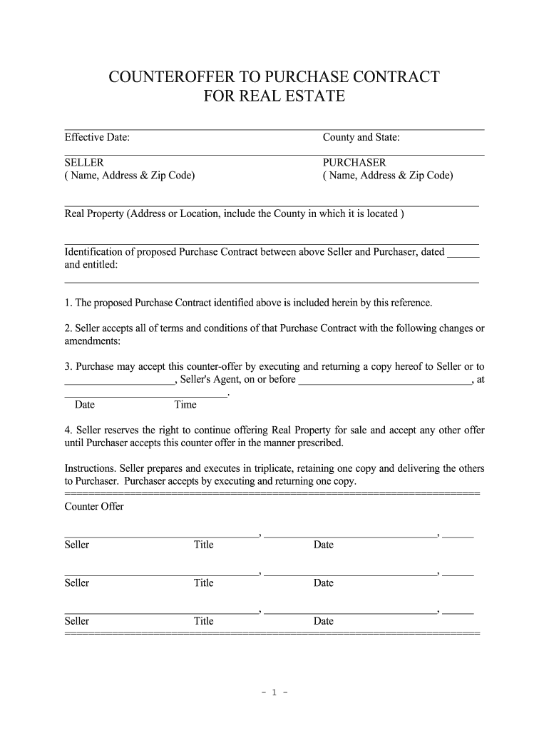 Counter Offer Purchase Form Fill Online Printable Fillable Blank 