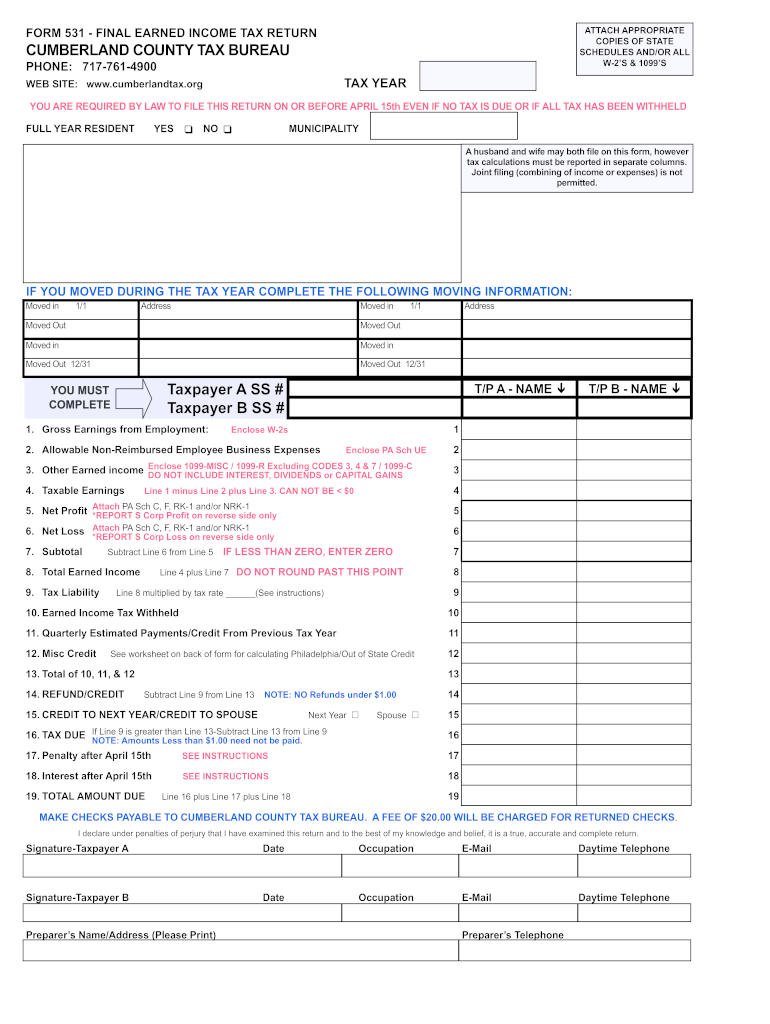 Cumberland County Tax Bureau Fill Online Printable Fillable Blank 