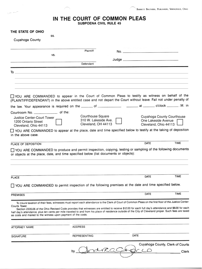 Cuyahoga Clerk Of Courts Form Fill Out Sign Online DocHub