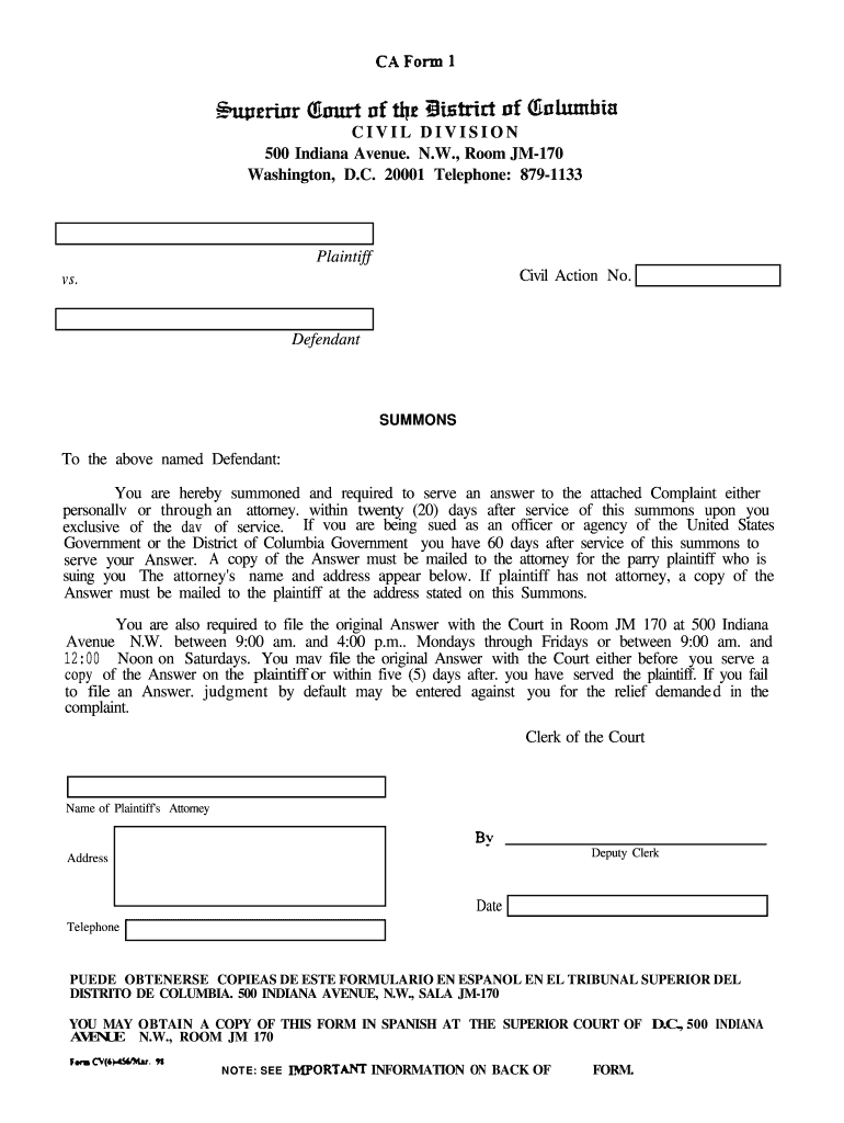 Dc Superior Court Forms Fill And Sign Printable Template Online US 