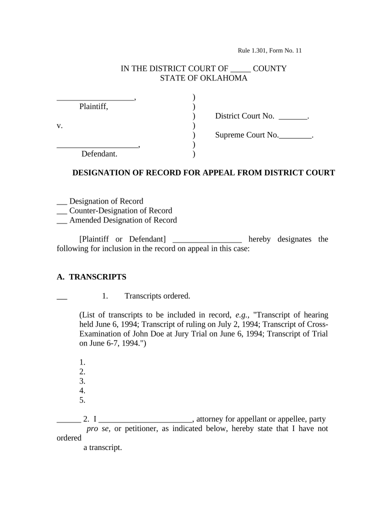 District Court Oklahoma Doc Template PdfFiller