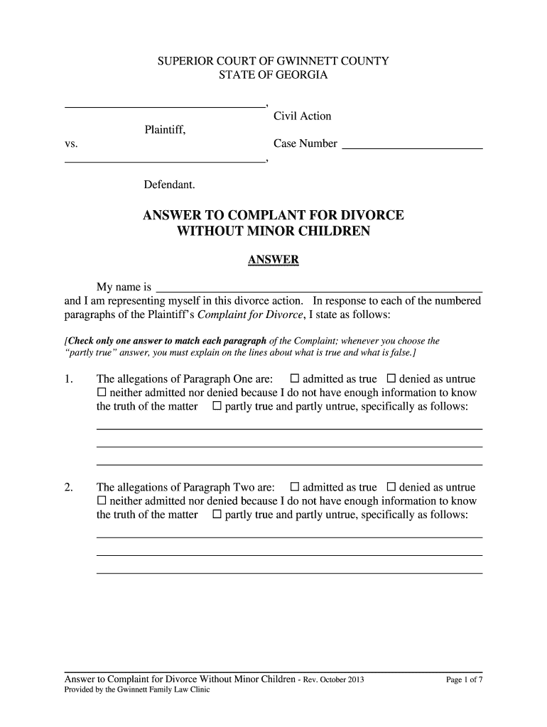 Divorce Forms For Bulloch County Fill Online Printable Fillable 