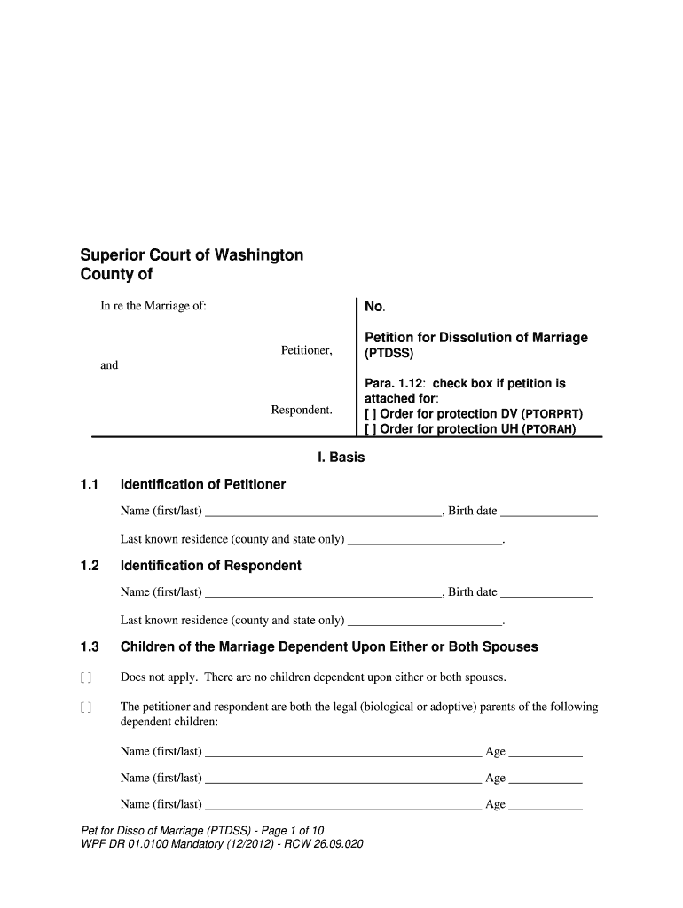 Divorce Papers Washington State Fill Online Printable Fillable 