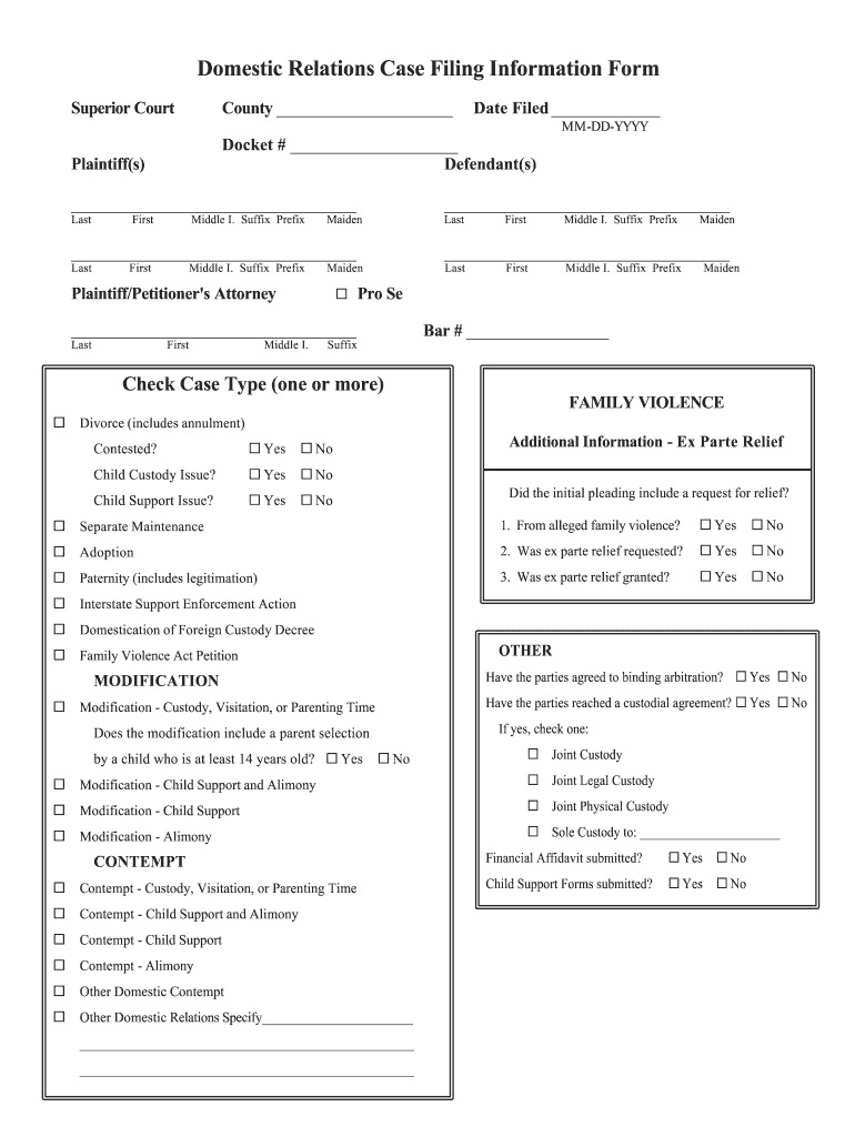 Domestic Relations Case Final Disposition Form Georgia Fill Out Sign 