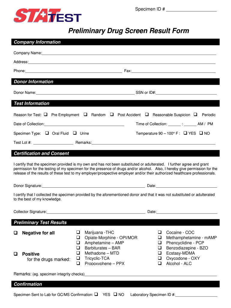 Drug Test Forms Fill Online Printable Fillable Blank PdfFiller