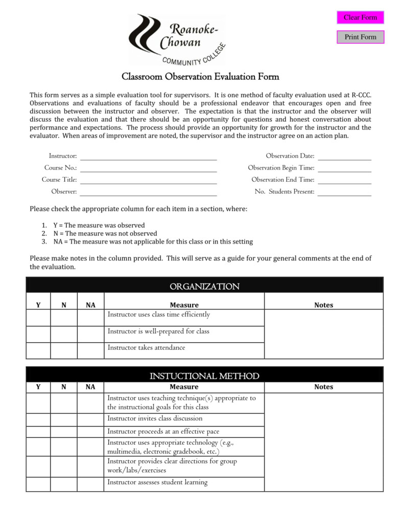 Editable Free 4 Student Observation Forms In Pdf Ms Word Excel 5 