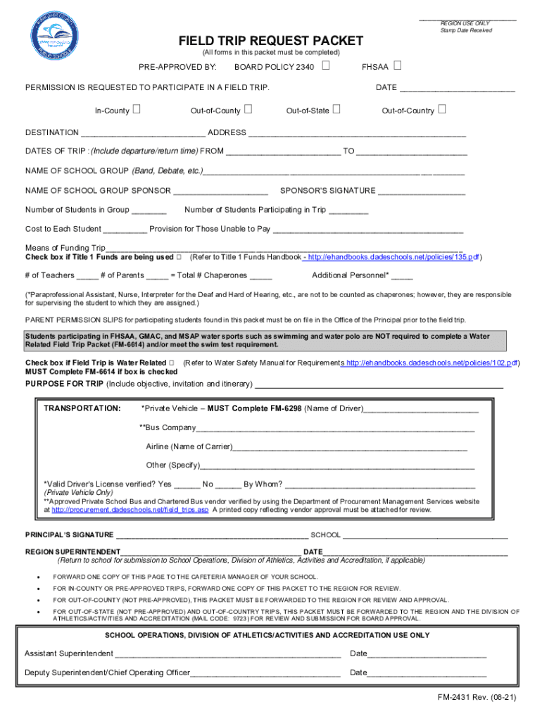 Field Trip Form Miami Dade Fill Out Sign Online DocHub