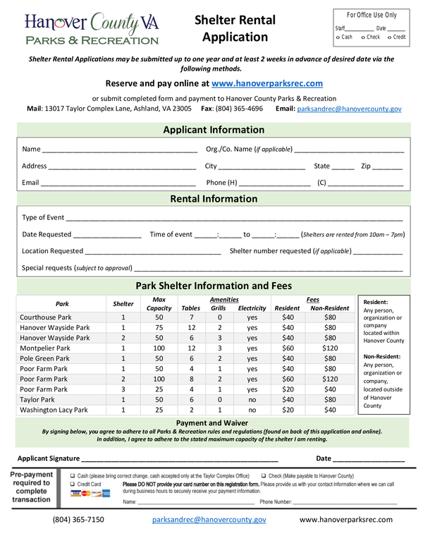 Fill Free Fillable Forms Hanover County