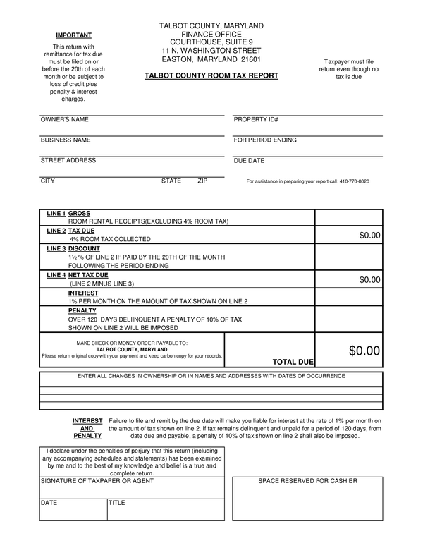 Fill Free Fillable Forms Talbot County Government