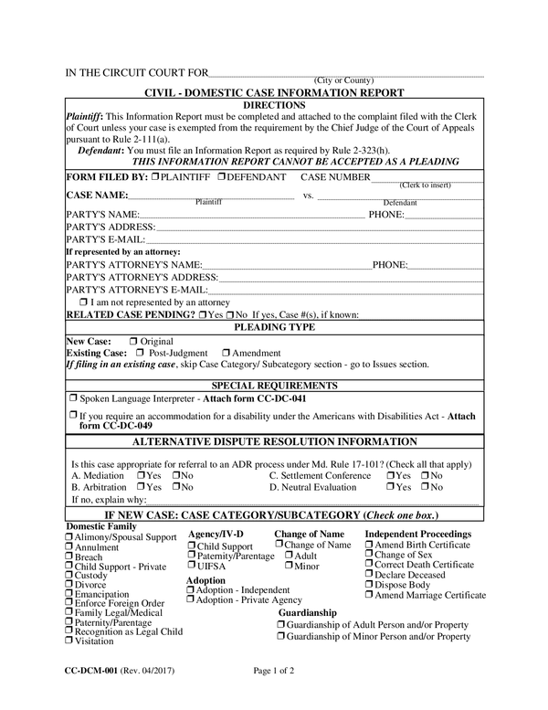 Fill Free Fillable Maryland Courts PDF Forms