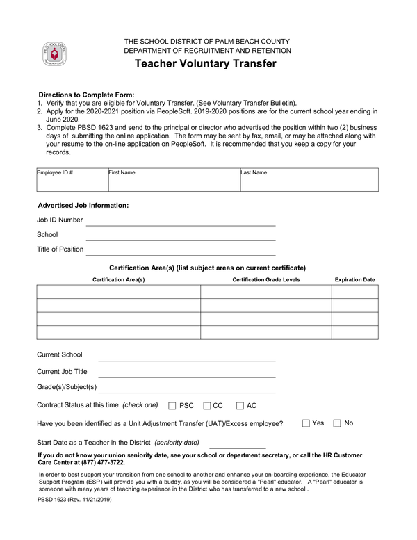 Fill Free Fillable Palm Beach Schools PDF Forms