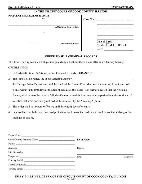 Fill Free Fillable State Of Illinois Cook County Clerk Of The Circuit 