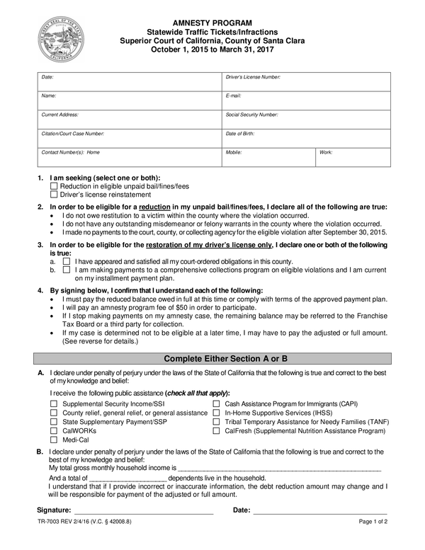 Fill Free Fillable The Superior Court Of California County Of Santa 