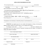 Fillable Application For Probate Of Will Form St louis County
