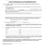 Fillable Entry Of Appearance As A Self Represented Party Form Court