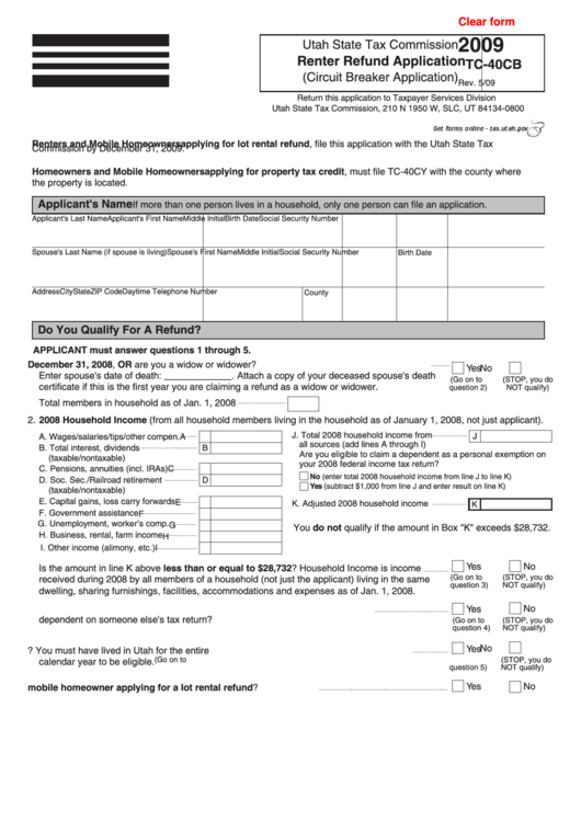 Fillable Form Tc 40cb Renter Refund Application Circuit Breaker 