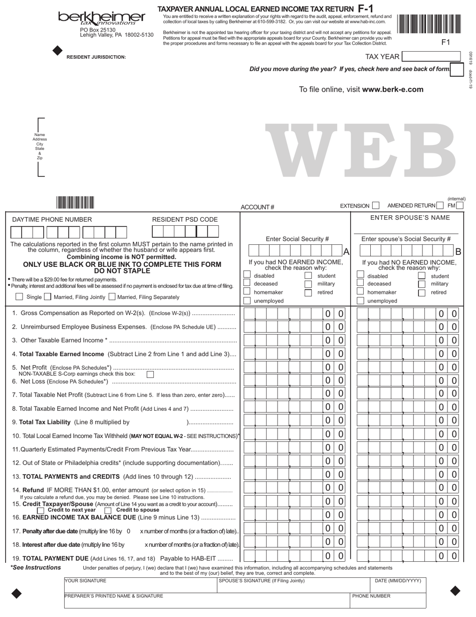 Fillable Local Earned Income Tax Form Pa Printable Forms Free Online