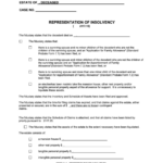 Fillable Ohio Probate Form Representation Of Insolvency Printable Pdf